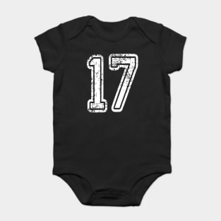 Number 17 Grungy in white Baby Bodysuit